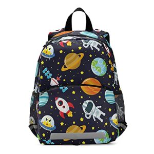 planet galaxy childish astronaut toddler backpack for kids boy girls age 3-6, preschool mini backpack with leash