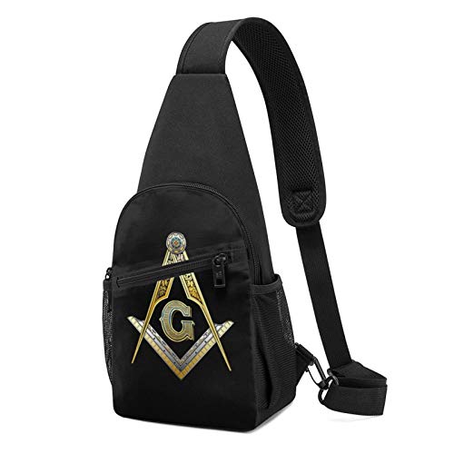 Master Mason Masonic Jewe Sling Backpack Crossbody Sling Bag for Men & Women, Fashion Chest Shoulder Daypack Casual Backpack for Outdoor Cycling Travel Hiking Gym