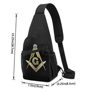 Master Mason Masonic Jewe Sling Backpack Crossbody Sling Bag for Men & Women, Fashion Chest Shoulder Daypack Casual Backpack for Outdoor Cycling Travel Hiking Gym