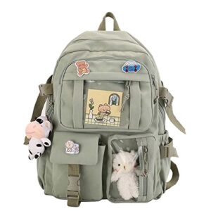 kawaii backpack with cute plush pendant and kawaii pins,aesthetic backpack cute kawaii backpack for school