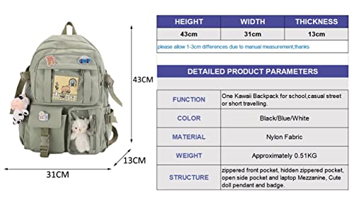 Kawaii Backpack With cute plush pendant and Kawaii pins,Aesthetic Backpack Cute Kawaii Backpack for School