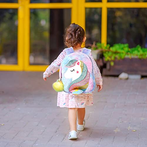 Plush Unicorn Backpack,Mini Unicorn Backpack for Girls, Soft Lightweight Travel Bags for Girls,Purple