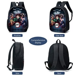 Konbeases Anime Demon Slayer Schoolbag, Multipurpose Bookbag with Pencil Case and Lunch Bag, Backpack for 12-18 Year Boys Girls-Agatsuma Zenitsu B