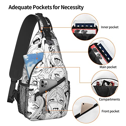 Sexy Face Ahegao Hentai Men Crossbody Chest Bag Shoulder Bag 3d Print Strap Daypack