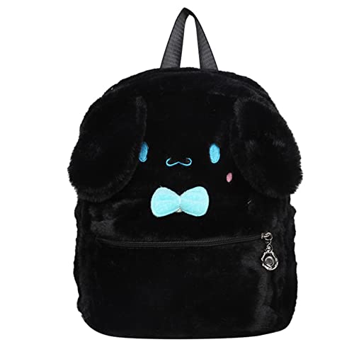 egen Cute Mini Backpack for School, Animal Plush backpack, Cinnamoroll Plush Girls Backpack, Small backpack, Kawaii Bookbag, (A Black)