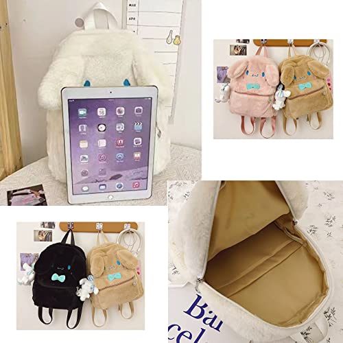 egen Cute Mini Backpack for School, Animal Plush backpack, Cinnamoroll Plush Girls Backpack, Small backpack, Kawaii Bookbag, (A Black)