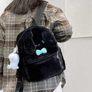 egen Cute Mini Backpack for School, Animal Plush backpack, Cinnamoroll Plush Girls Backpack, Small backpack, Kawaii Bookbag, (A Black)