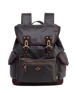 tsd brand dolphin studded canvas backpack (dark brown)