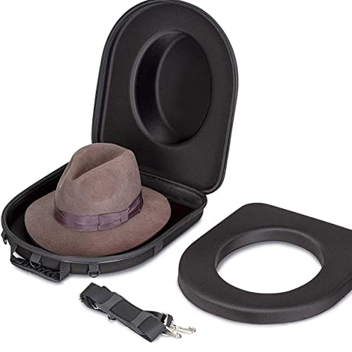 Levine Hats Travel Hat Case Crush Proof Hard Carrier for Fedora Carry-On Storage with Backpack Carrying Straps (One Size)