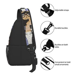 Cool Cat Crossbody Sling Backpack For Men Women,Shoulder Chest Daypack Bag For Travel Hiking