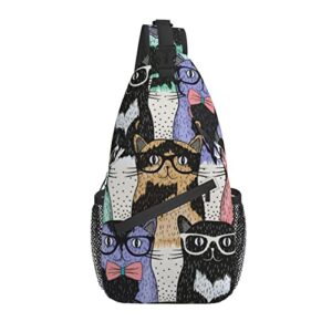 Cool Cat Crossbody Sling Backpack For Men Women,Shoulder Chest Daypack Bag For Travel Hiking