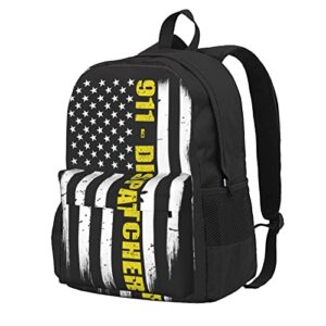 meyodon backpack purse unisex 911 dispatcher gift thin gold line flag laptop notebook tablet bag black