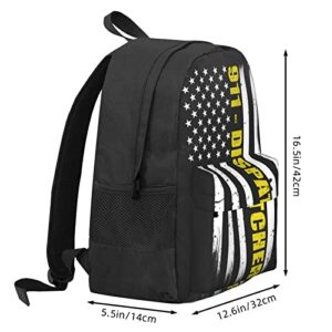 Meyodon Backpack Purse Unisex 911 Dispatcher Gift Thin Gold Line Flag Laptop Notebook Tablet Bag Black