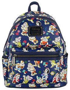 loungefly disney snow white and the six dwarfs floral watercolor allover print mini backpack