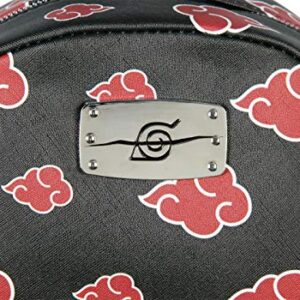 Naruto Akatsuki Sasuke Red Cloud Anti Leaf Faux Saffiano Leather Mini Backpack Bag