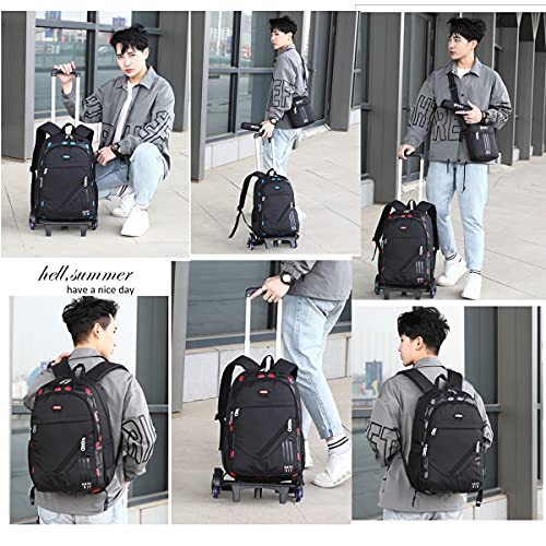 VIDOSCLA Camouflage Kids Elementary Trolley Backpack Senior High School Rolling Carry-on Luggage BookBag with Wheels for Teens