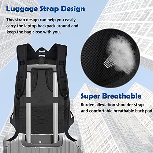 Laptop Backpack, Laptop Backpack for Men, Travel Backpack for Men Airline Approved 17 17.3 Inch, TSA Friendly Business School College Big Backpack With Laptop Compartment and USB Charging Port, Black