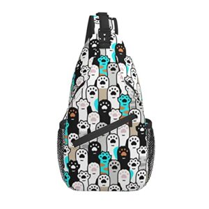 cute cat claw and dogs paw print sling bag sling bag chest bag animal hands crossbody bags for mens womens