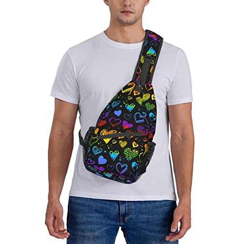 MANQINF Rainbow LGBT Gay Pride Plaid Sling Backpack Chest Bag Lgbt Crossbody Sling Bag Travel Hiking Daypack For Men Women
