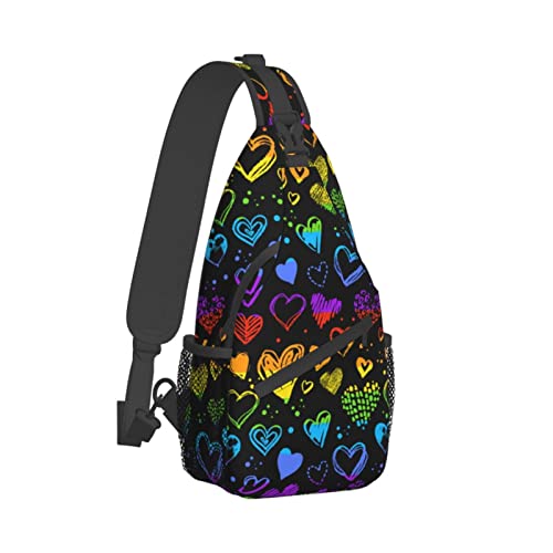 MANQINF Rainbow LGBT Gay Pride Plaid Sling Backpack Chest Bag Lgbt Crossbody Sling Bag Travel Hiking Daypack For Men Women