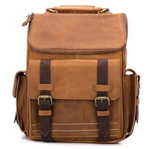 velez leather backpack for women – 13 inch laptop bag – designer bookbag – small casual daypack brown