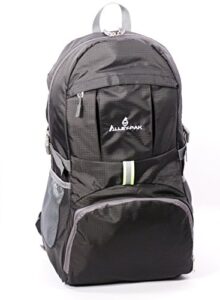 alley-pak lightweight travel hiking waterproof daypack 35l with reflector black backpack