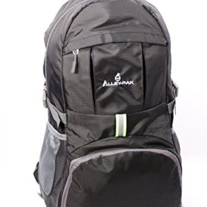 Alley-Pak lightweight travel hiking waterproof daypack 35L with reflector black backpack