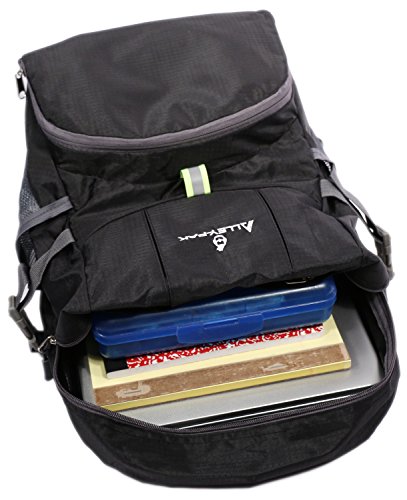 Alley-Pak lightweight travel hiking waterproof daypack 35L with reflector black backpack