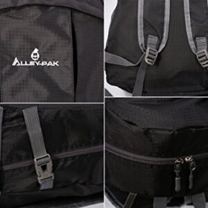 Alley-Pak lightweight travel hiking waterproof daypack 35L with reflector black backpack