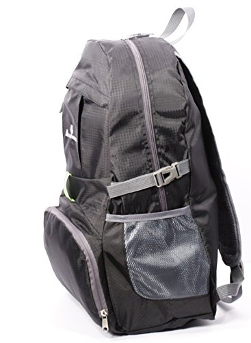 Alley-Pak lightweight travel hiking waterproof daypack 35L with reflector black backpack