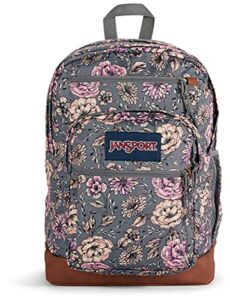 jansport cool student backpack – school, travel, or work bookbag with 15-inch laptop pack, boho floral graphite grey