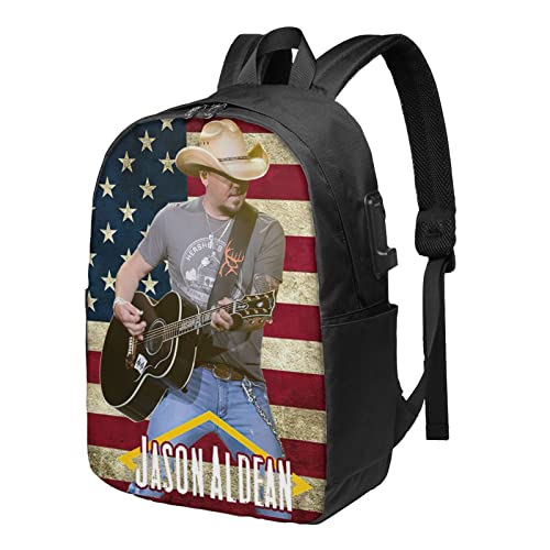 KUSHOP Jason Rock Band Aldean Laptop Backpack For Men Women Anti Theft Travel Work Backpack Durable College School Bookbag With Black One Size
