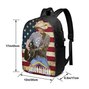 KUSHOP Jason Rock Band Aldean Laptop Backpack For Men Women Anti Theft Travel Work Backpack Durable College School Bookbag With Black One Size