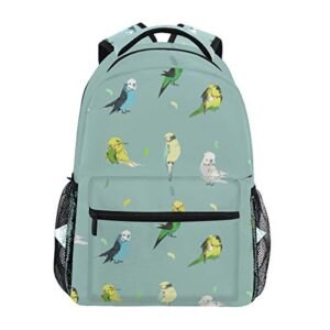 lightweight backpack for school, budgie bird college bag casual daypack for travel