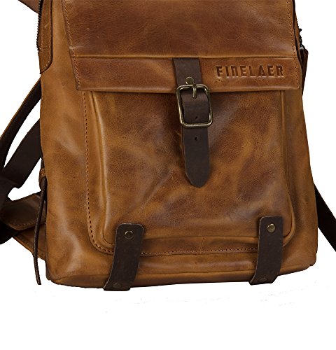 Finelaer Leather Hiking Backpack Purse For Women Laptop