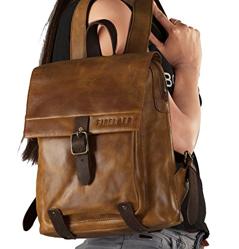 Finelaer Leather Hiking Backpack Purse For Women Laptop