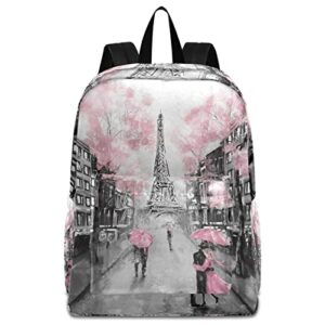 zzwwr chic romantic paris eiffel tower large travel laptop backpack durable computer bag for men women school bookbag work