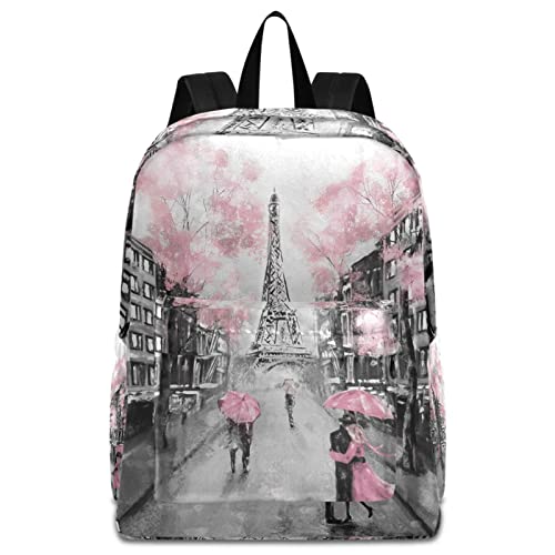 ZzWwR Chic Romantic Paris Eiffel Tower Large Travel Laptop Backpack Durable Computer Bag for Men Women School Bookbag Work