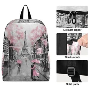 ZzWwR Chic Romantic Paris Eiffel Tower Large Travel Laptop Backpack Durable Computer Bag for Men Women School Bookbag Work