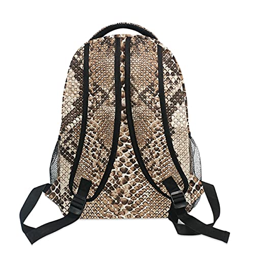 QUGRL Snake Skin Print 16" School Bookbag Cool Elementary Schoolbag College Daypack Animal Backpack Travel Sports