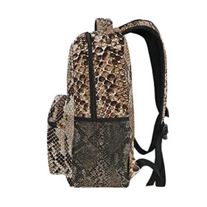 QUGRL Snake Skin Print 16" School Bookbag Cool Elementary Schoolbag College Daypack Animal Backpack Travel Sports