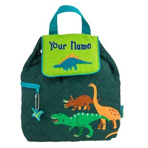 personalized dinosaur quilted backpack book bag – back to school or travel tote with custom name