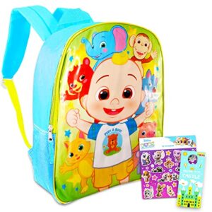cocomelon backpack for boys and girls – 15″ cocomelon backpack bundle with stickers and more (cocomelon backpack for toddlers)