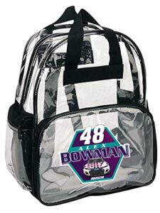 r and r imports nascar #48 alex bowman clear backpack-nascar backpack-new for 2022