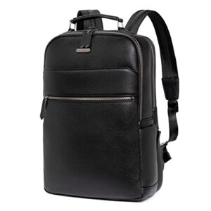 cluci leather backpack for men 15.6 inch laptop business work travel casual large vintage daypack black