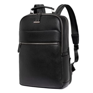 CLUCI Leather Backpack for Men 15.6 Inch Laptop Business Work Travel Casual Large Vintage Daypack Black