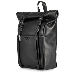 berliner bags premium leather backpack lille, laptop bag and travel rucksack for men women – black