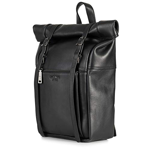 BERLINER BAGS Premium Leather Backpack Lille, Laptop Bag and Travel Rucksack for Men Women - Black