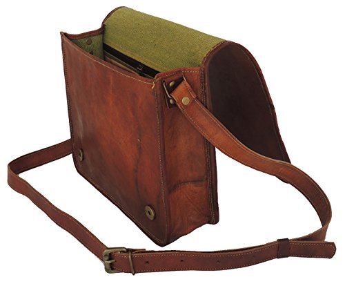 Goat Leather Cross Body Vintage Style Shoulder Bag 11 Inch Small Travelling Bag for Women & Men, Brown