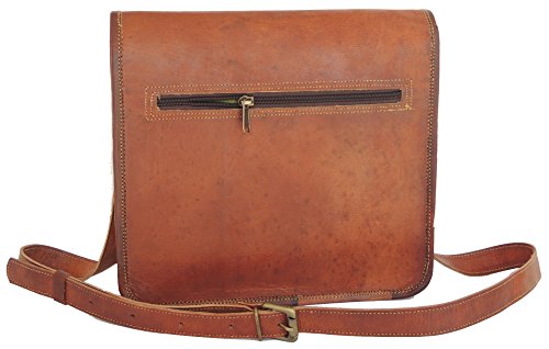 Goat Leather Cross Body Vintage Style Shoulder Bag 11 Inch Small Travelling Bag for Women & Men, Brown